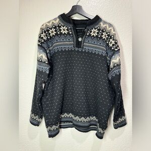 Vintage Dale of Norway Wool Nordic Fair Isle Button Pullover Sweater M